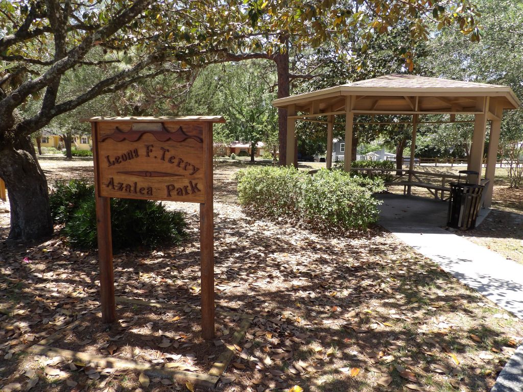 Sign and gazebo at Leona F. Terry Azalea Park