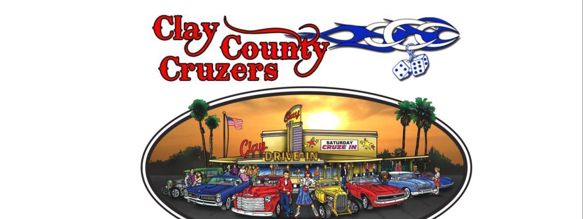 Clay County Cruzers 16th Annual Back to the Fifties Car Show flyer. The event will be at Moosehaven on November 11, 2023 from 10am-2pm