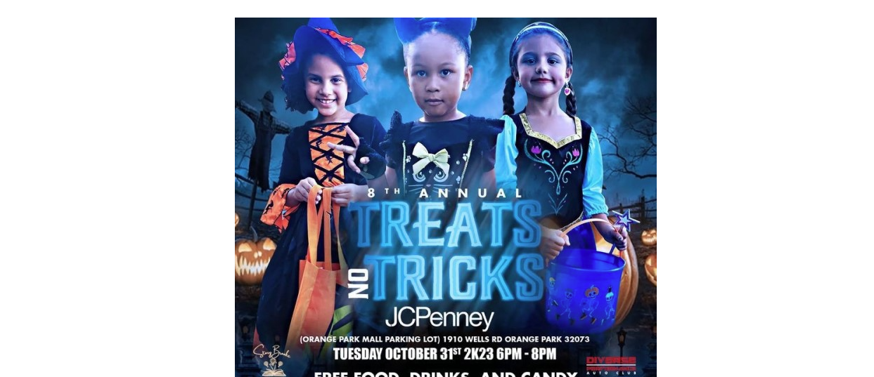 8th Annual Treats- No Tricks Free Food, Drinks, and Candy Music by DJ Woozy of BSE DJ's This is a trick or treat event for children to be walked from business to business and car to car on the day of Halloween to protect them form the dangers of going out at night. Each participating business and vehicle will have buckets of candy for all the children to take his or her fill of. "No children will be allowed to have masks on without parent present"
